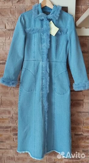 Пальто плащ новое джинсовое голубое р.L