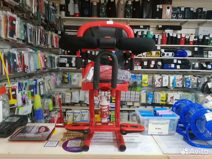 Детское кресло на велосипед с ремнями безопасности