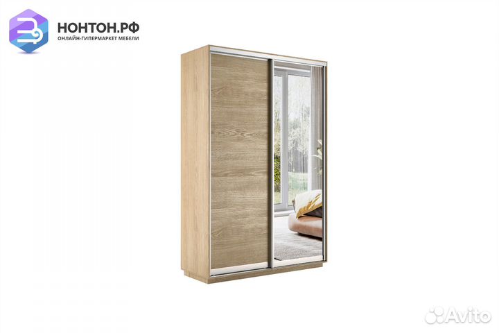 Шкаф-купе 2-х дверный с зеркалом Экспресс 45 дуб с