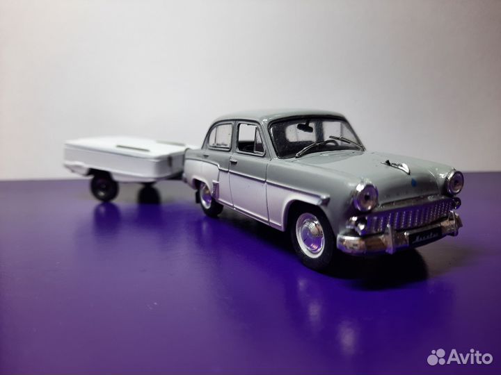 Машинка коллекционная. Москвич-407 с прицепом Скиф