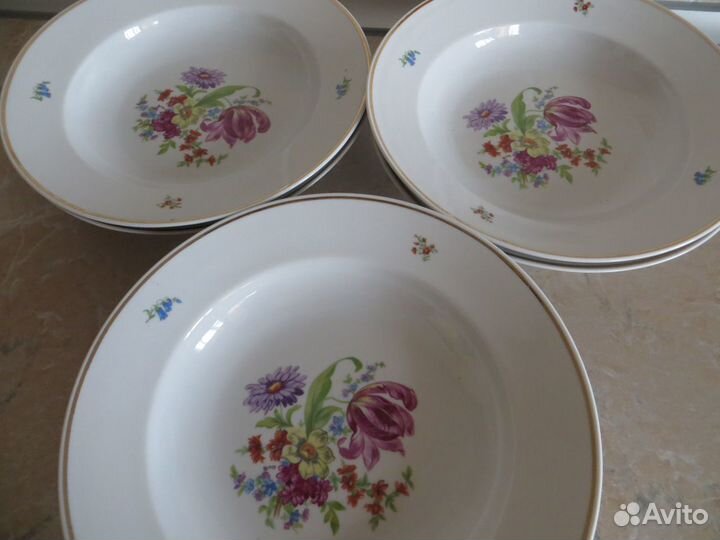 Тарелки Блюдо Дулево Мейсенский букет