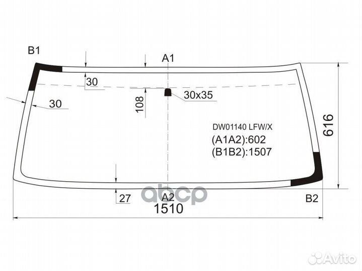 Стекло лобовое jeep cherokee 84-01 DW01140 LFW