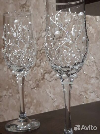 Свадебные бокалы ручной работы