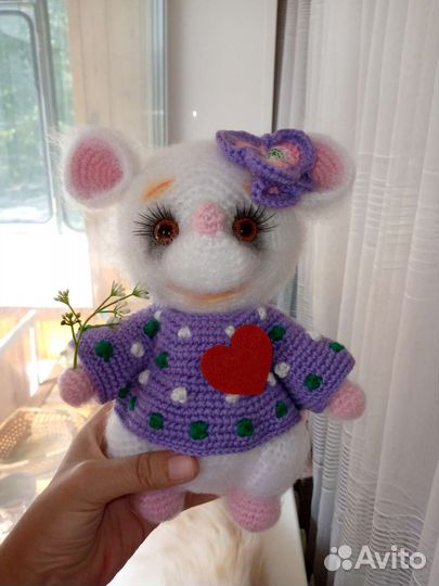 Игрушка Мышь хенд мейд вязаная крючком