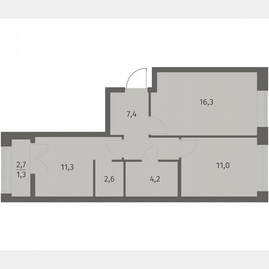 2-к. квартира, 53,2 м², 5/11 эт.