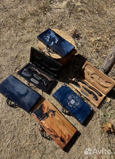 Набор топор и нож в деревянном кейсе