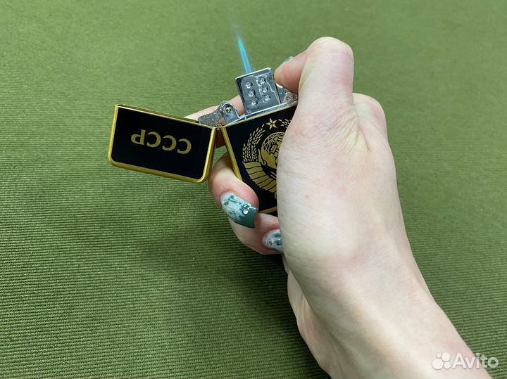 Зажигалка газовая турбо СССР Золотая