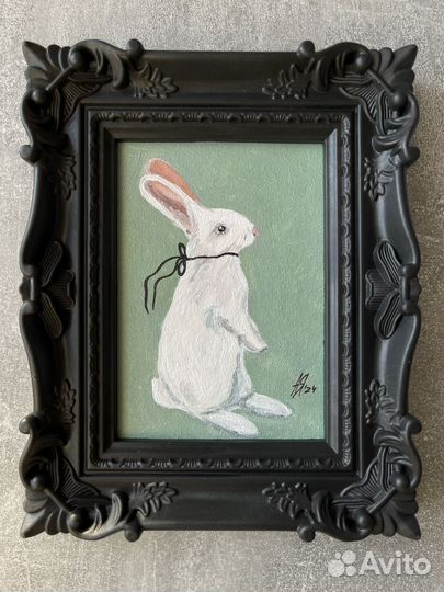 Картины этюды Кролики 10х15 холст
