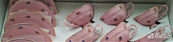 Набор чайных пар Розовый фарфор. Леандер