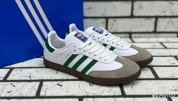 Кроссовки Adidas Samba White Green (36-45)