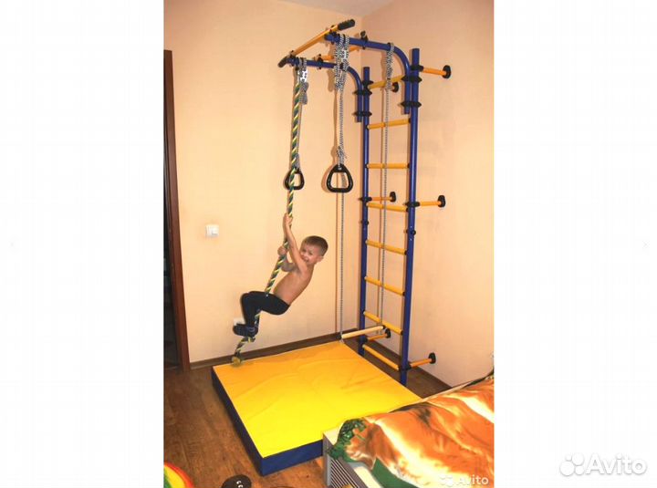 Новая Шведская стенка для дома Next-1 Сине/жёлтый