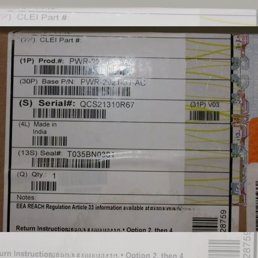 [PWR-2921-51-AC] Блок Питания Cisco New Pwr-2921-51-Ac