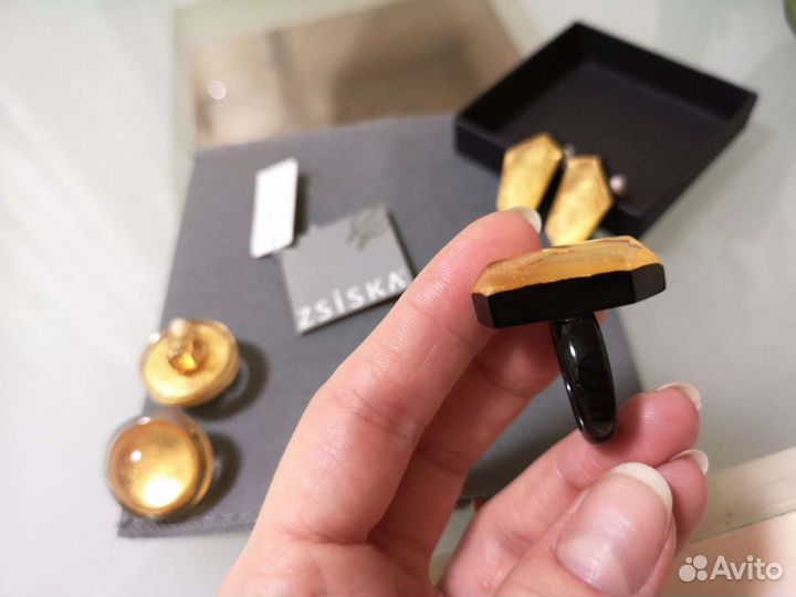 Набор серьги и кольцо Sziska золото новые