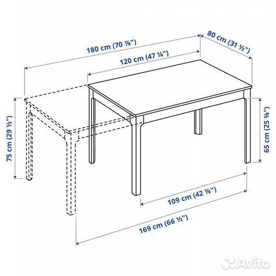 Раздвижной обеденный стол - IKEA ekedalen 120x80