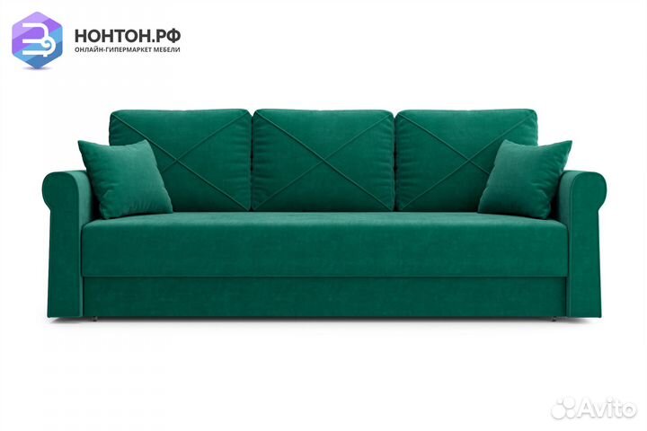 Диван еврокнижка Лира 3-х местный изумрудный