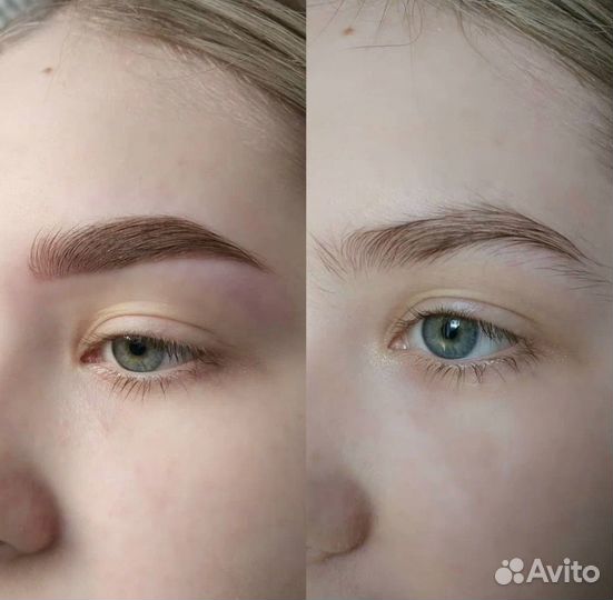 Наращивание ресниц, покраска бровей