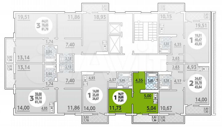 Квартира-студия, 31,9 м², 1/16 эт.