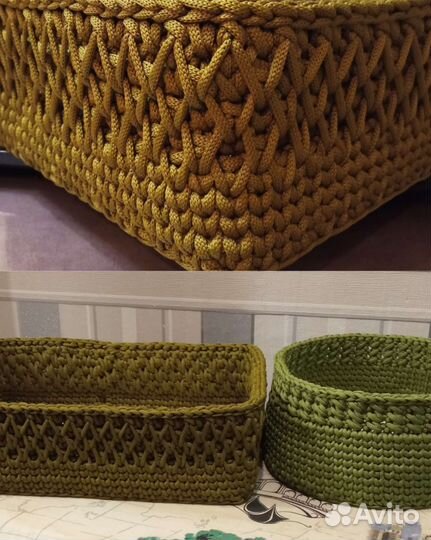 Корзинки вязаные, ручная работа