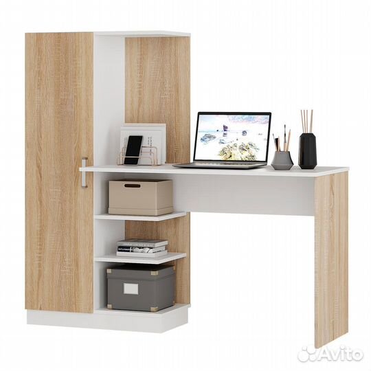 Стол компьютерный бейсик Дуб Сонома/Белый