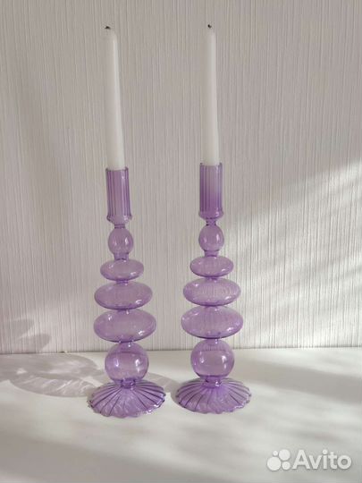 Подсвечник цветное стекло в стиле hm home