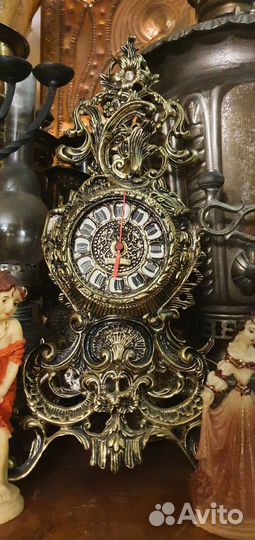 Каминные бронзовые часы, высота 40см