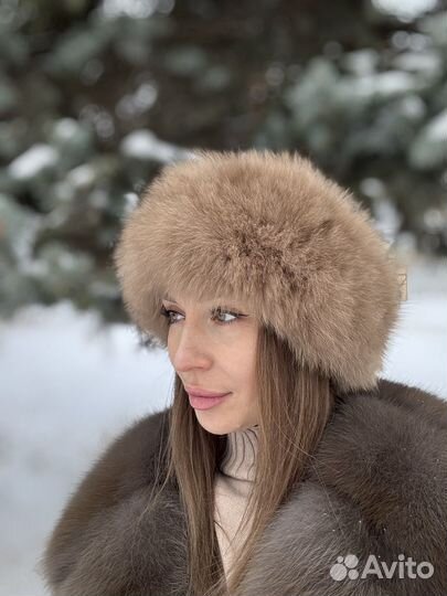 Повязка на голову из натурального меха под Соболь