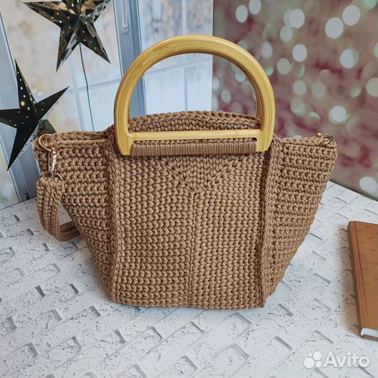 Сумка вязаная из шнура. Ручная работа