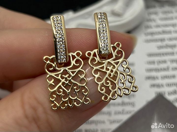 Серьги пластины покрытие золото