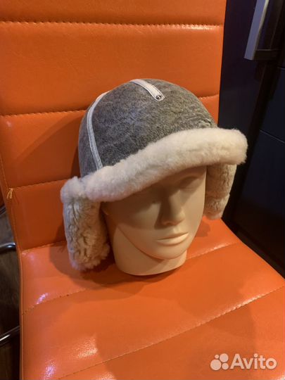 Шапка зимняя ушанка натуральная кожа и мех