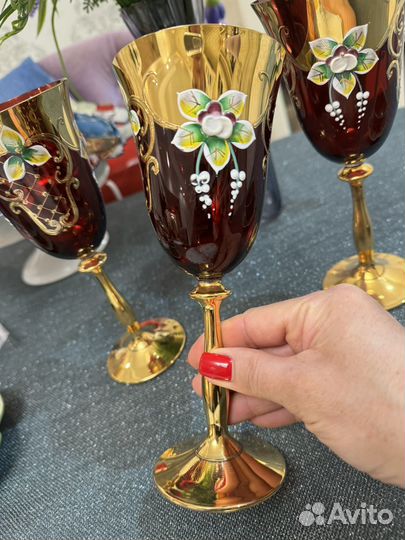 Фужер бокалы новые невероятные Чехия оригинал