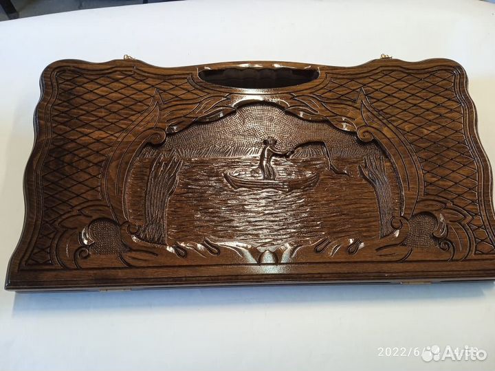 Нарды резные «Рыбалка » большие 60