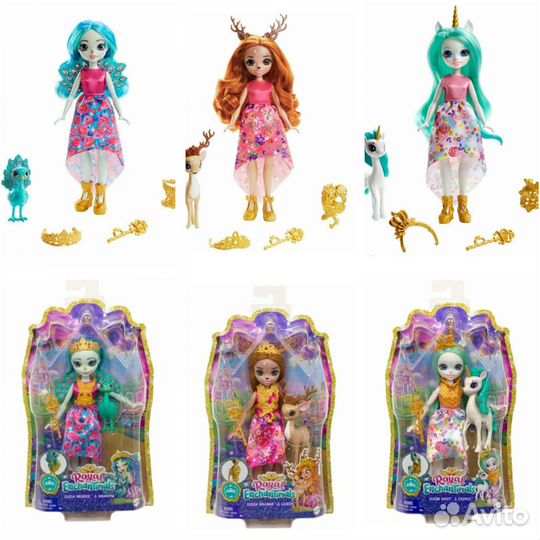Enchantimals королевы павлин, олень,единорог новый