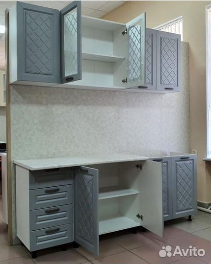 Кухня Агава белая/Антрацит 2 метра (новая)