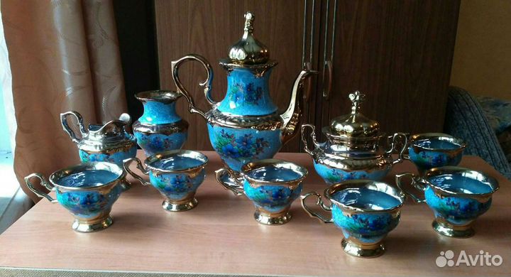 Сервиз чайный, с позолотой, 10 предметов