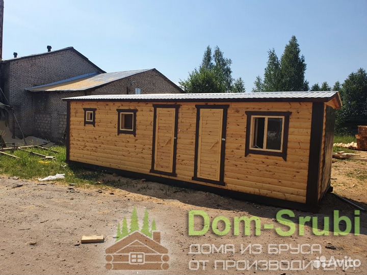 Курлово. Мобильная баня из бруса бм-8 (2.30х8)