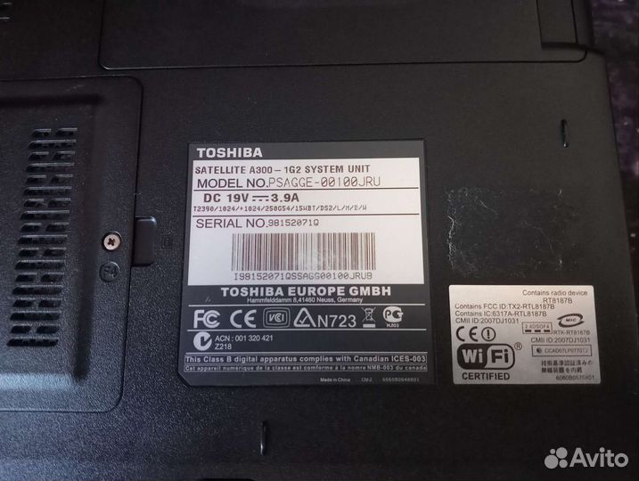 Ноутбук toshiba satellite a300