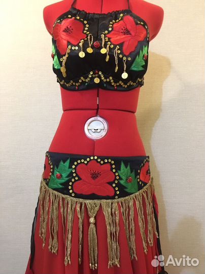 Костюм для восточных танцев черно-красный