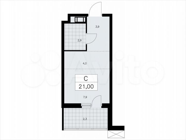 Квартира-студия, 21 м², 7/9 эт.