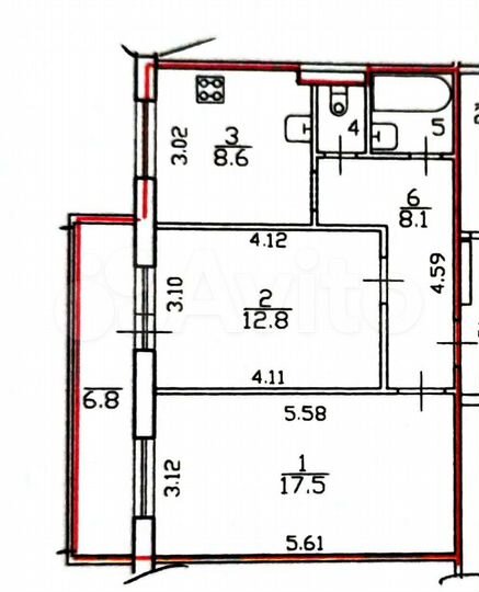 2-к. квартира, 50,6 м², 6/10 эт.