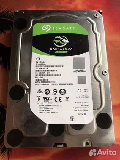 Жесткий диск Seagate BarraCuda 4тб ST4000DM004