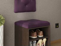Обувница из лдсп с обивкой фиолетового цвета
