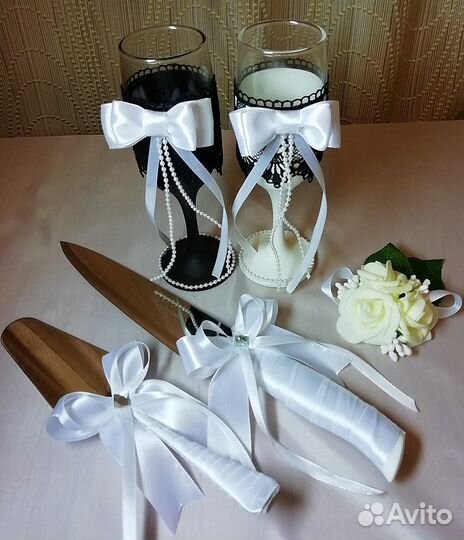 Нож с лопаткой для свадебного торта.Статуэтка.Торт