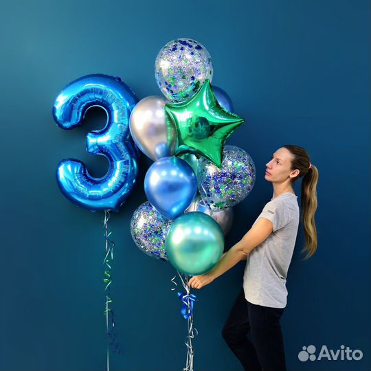 Шары гелиевые,фигуры,цифры,коробка с шарами