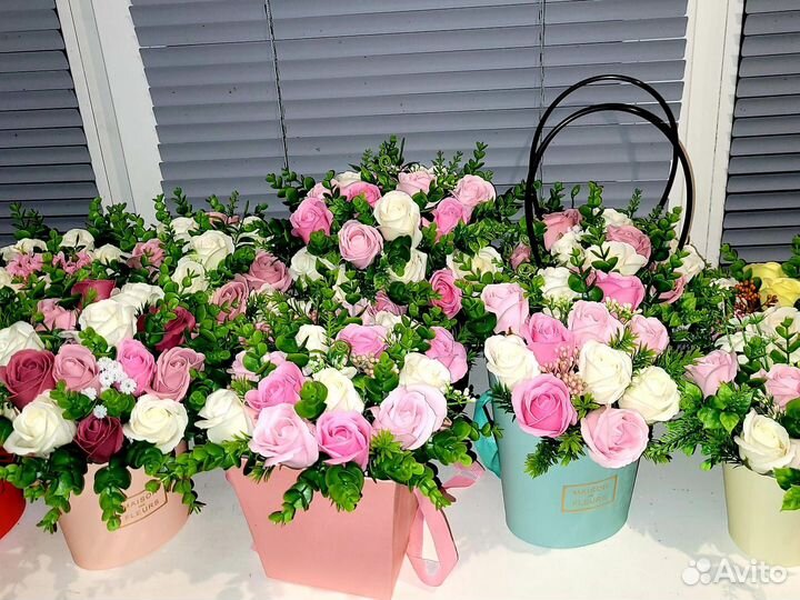 Букеты из мыльных роз