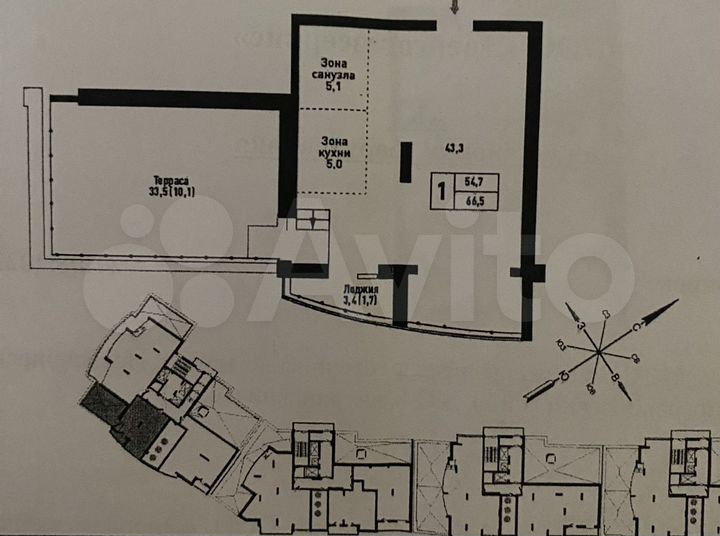 Своб. планировка, 67 м², 22/22 эт.