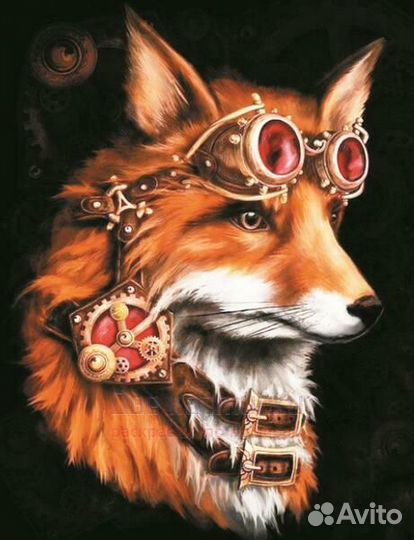 Алмазная мозаика 40x50 Лиса с очками