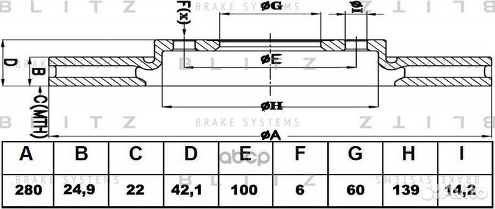 Диск тормозной вентилируемый перед BS0178 B