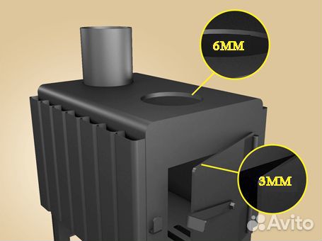 Печь буржуйка на 50 кубов, с дожигом