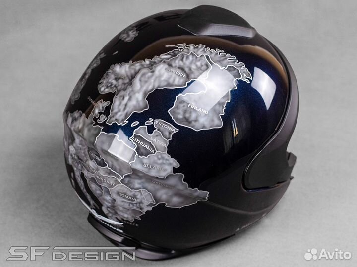 Мотошлем с Аэрографией Gold Wing Europe Express-1