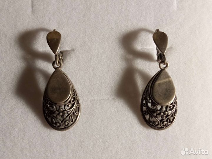 Серьги серебро винтаж,4 пары